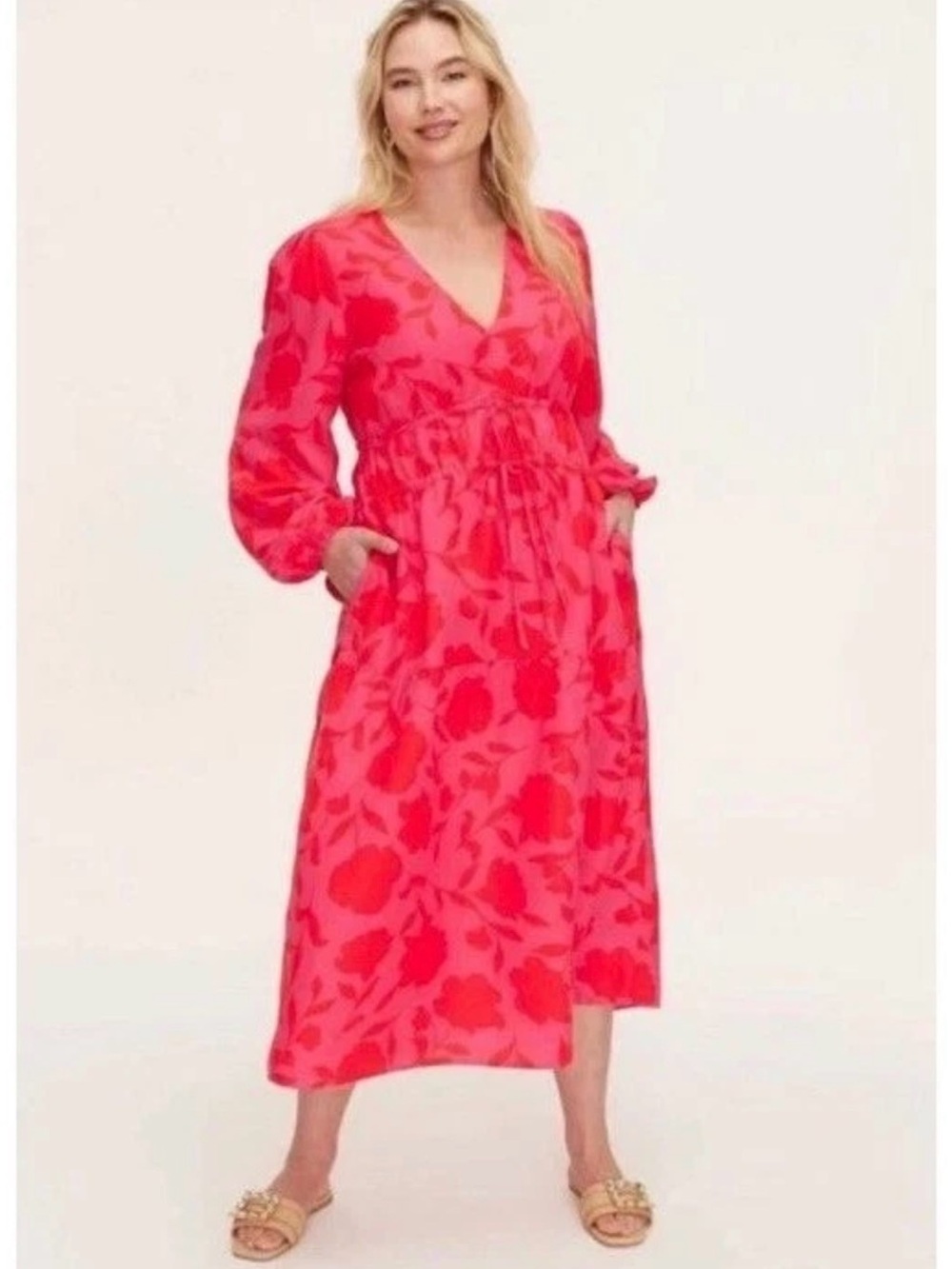kate spade X Target Rose Linen Long Sleeve Maxi. NWT. Size XS